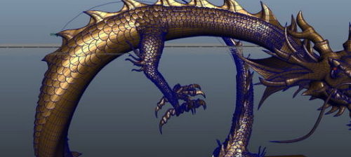 Golden Chinese Dragon Animated & Rigged | Animals