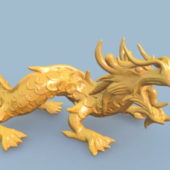 Golden Chinese Dragon Statue