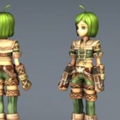 Game Character Green Anime Girl Fighter