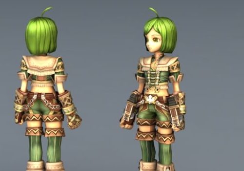 Game Character Green Anime Girl Fighter