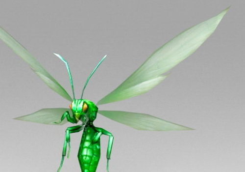 Green Cartoon Bee Game Character