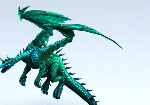 Green Dragon Flying Animal