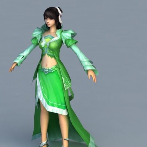 Character Green Girl Rigged