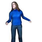 Blue Shirt Woman Walking Characters