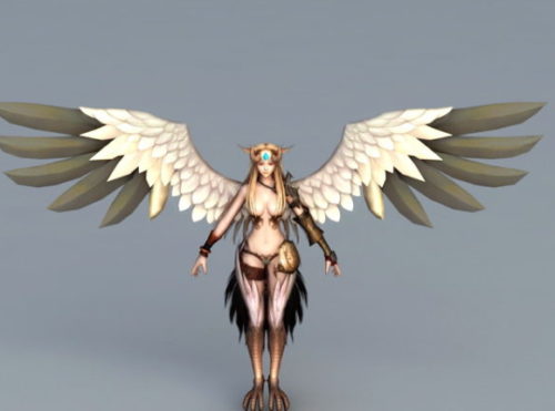 Harpy Wing Warrior Character Rigged