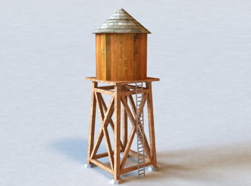 Homemade Wood Water Tower 3d Model 3ds 123free3dmodels