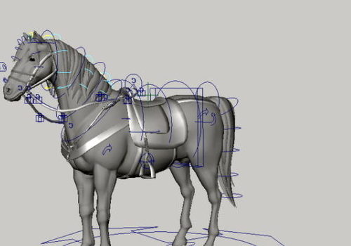 Animal Horse With Saddle Rigged