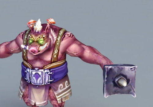 Game Character Humanoid Boar Warrior