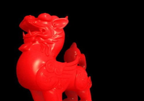 Red Jade Unicorn Statue