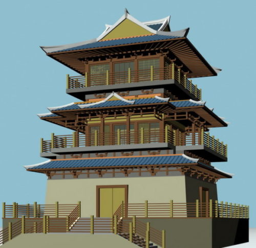 Japanese Ancient Buddhist Pagoda Building