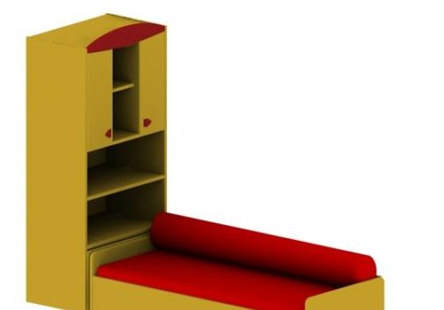Yellow Kid Bed With Cabinet