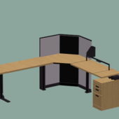 L Office Furniture Table With Cabinet
