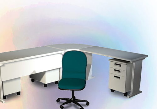 L Shaped Office Furniture Desk And Chair