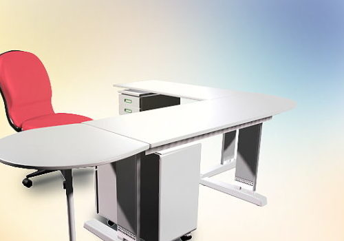L Shaped Office Furniture Desk With Chair