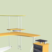 L Shaped Office Furniture Table With Shelves