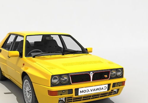 Yellow Lancia Delta Car
