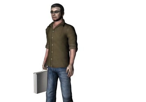 Leisure Man Holding Briefcase Human Characters
