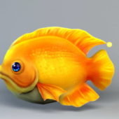 Lowpoly Yellow Fish Cartoon