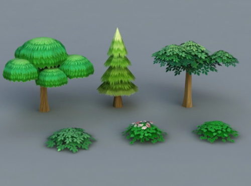 Low-poly Bushes Trees