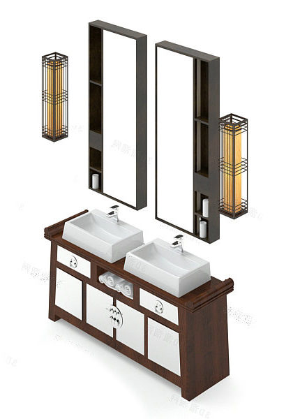 Furniture Double Sink Bathroom Vanity Cabinet