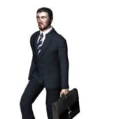 Office Man In Business Suit With Briefcase Characters