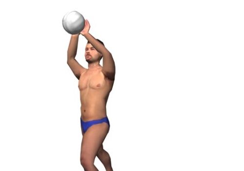 Man Character Playing Beach Volleyball Characters