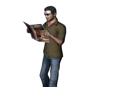 Man Standing Reading Magazine Human Characters