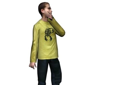 Man Standing Yellow Shirt Character Characters