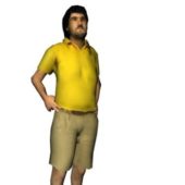 Yellow Shirt Man Character Standing Characters