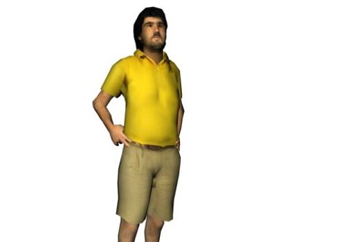 Yellow Shirt Man Character Standing Characters