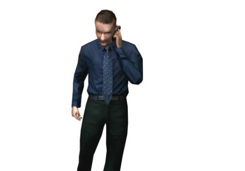 Business Man Talking On Mobile Phone Characters