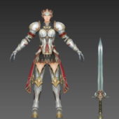 Medieval Female Knight Rigged