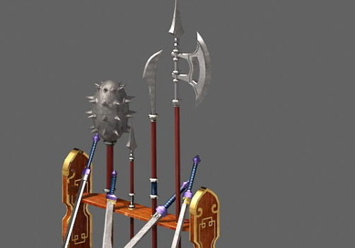 Vintage Medieval Weapon Rack