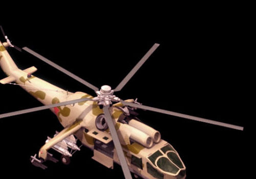 Military Mi-24a Hind-b Attack Helicopter
