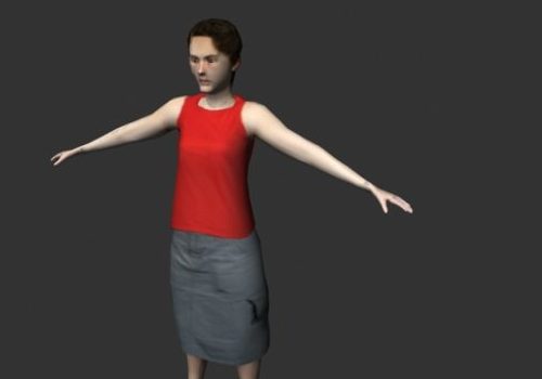 Aged Dress Woman In T-pose | Characters