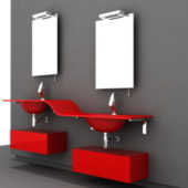Modern Red Color Bathroom Vanity Design