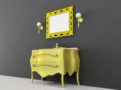 Modern Yellow Painted Bathroom Vanity