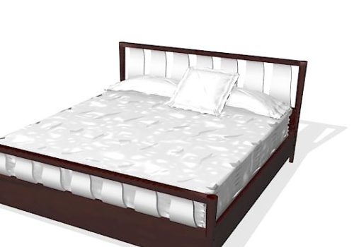 Simple Modern Bed With Mattress Pillows