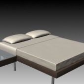 Simple Double Bed With Bedside Table