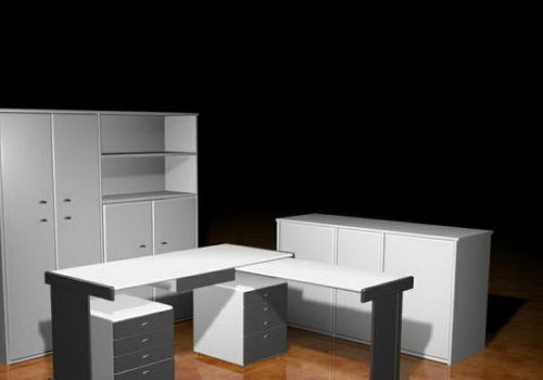 Modern Furniture White Office Desks With Filing Cabinets