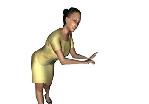 Office Lady Character Bending Down Characters