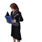 Office Business Lady Reading Documents Characters
