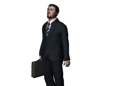 Office Man With Briefcase Black Suit Characters