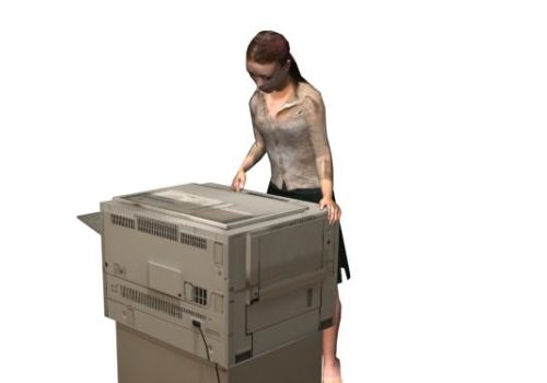 Office Woman Use Copier Characters
