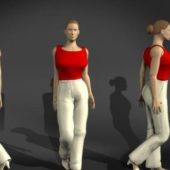 Office Woman Red Shirt Walking Pose | Characters