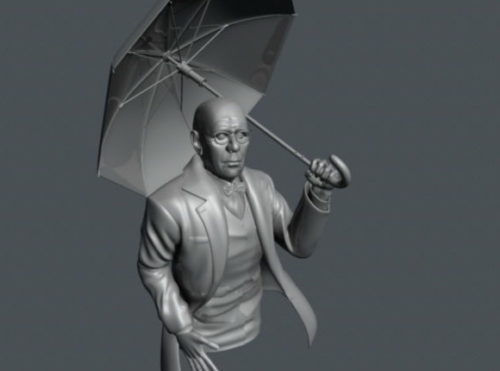 Man Bust With Umbrella Character