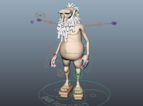 Old Man Character Cartoon Style Rig