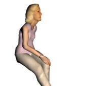 Older Woman Low Poly Character Sitting Position Characters
