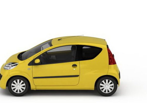Yellow Peugeot 107 Mini Car