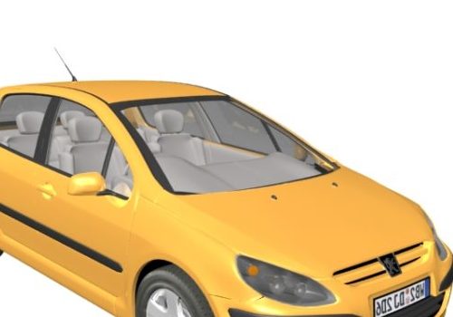 Yellow Peugeot 307 Car